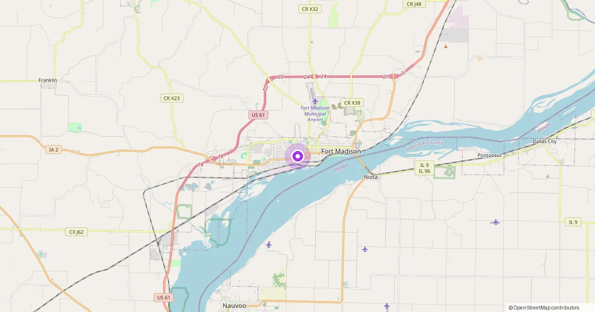 Map showing Fort Madison, IA in Lee County — part of the 2k Web Developments service area.