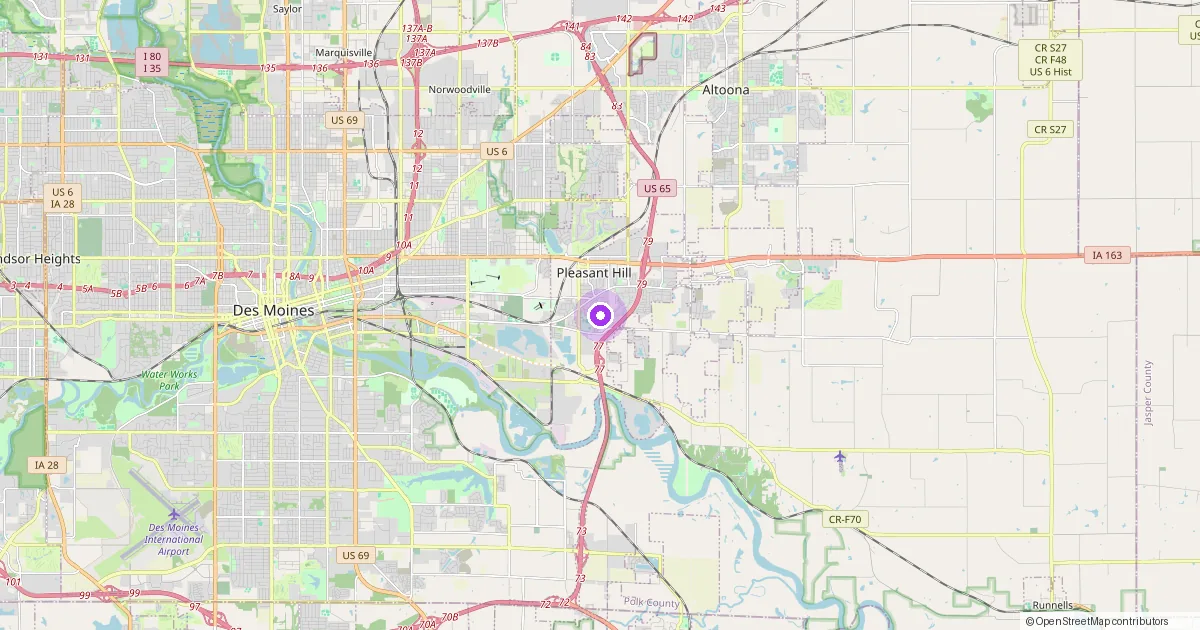 Map showing Pleasant Hill, IA in Polk County — part of the 2k Web Developments service area.