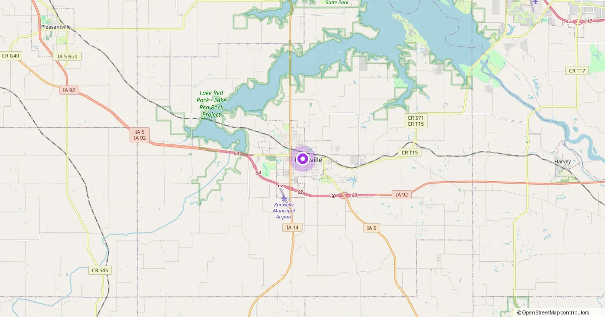 Map showing Knoxville, IA in Marion County — part of the 2k Web Developments service area.