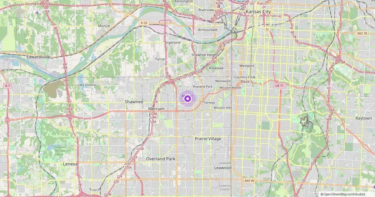 Map showing Mission, KS in Johnson County — part of the 2k Web Developments service area.