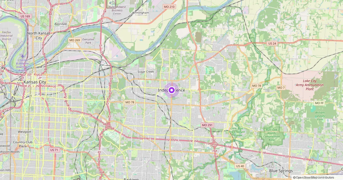 Map showing Independence, MO in Jackson County — part of the 2k Web Developments service area.
