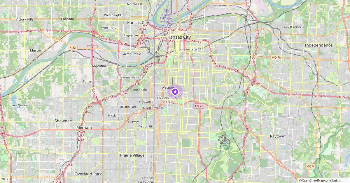 Map showing Kansas City, MO in Jackson County — part of the 2k Web Developments service area.