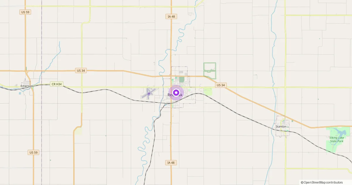 Map showing Red Oak, IA in Montgomery County — part of the 2k Web Developments service area.