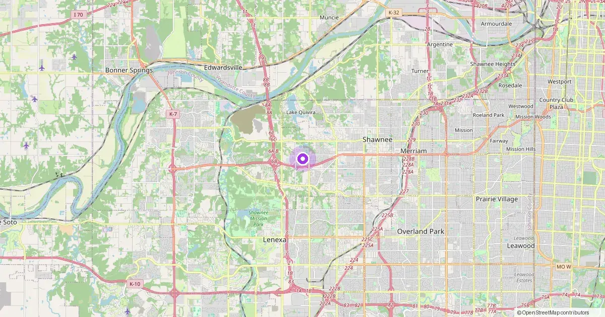 Map showing Shawnee, KS in Johnson County — part of the 2k Web Developments service area.