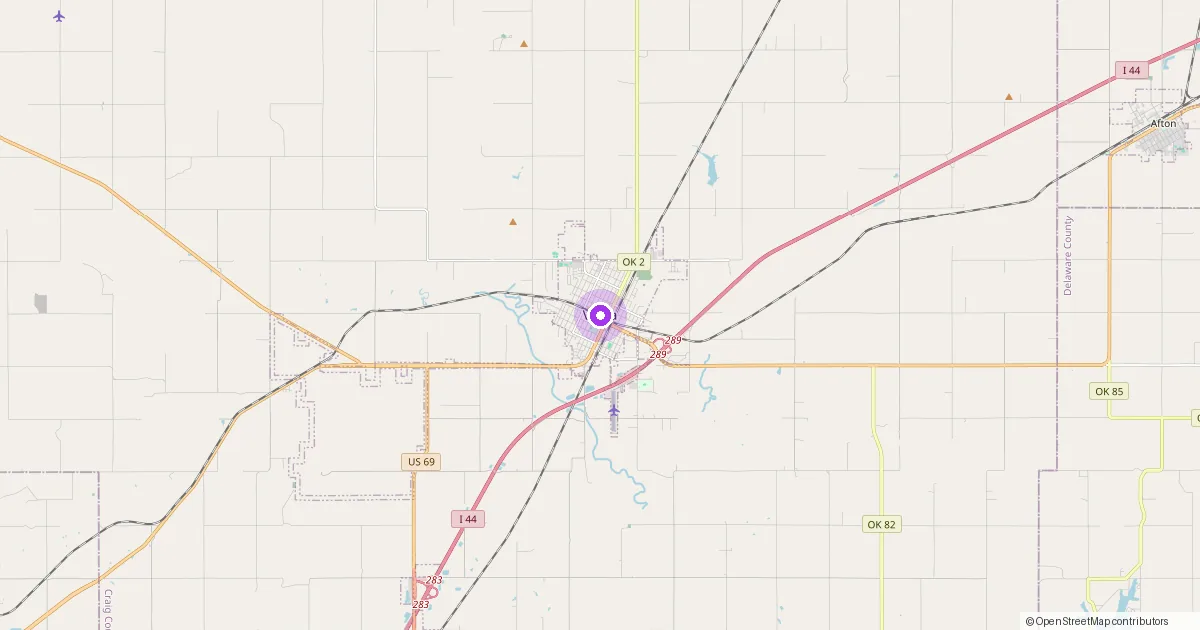 Map showing Vinita, OK in Craig County — part of the 2k Web Developments service area.